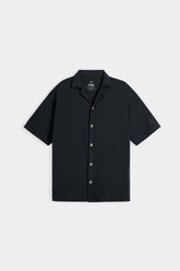 Cotton Pique Resort Collar Shirt - Carbon Black